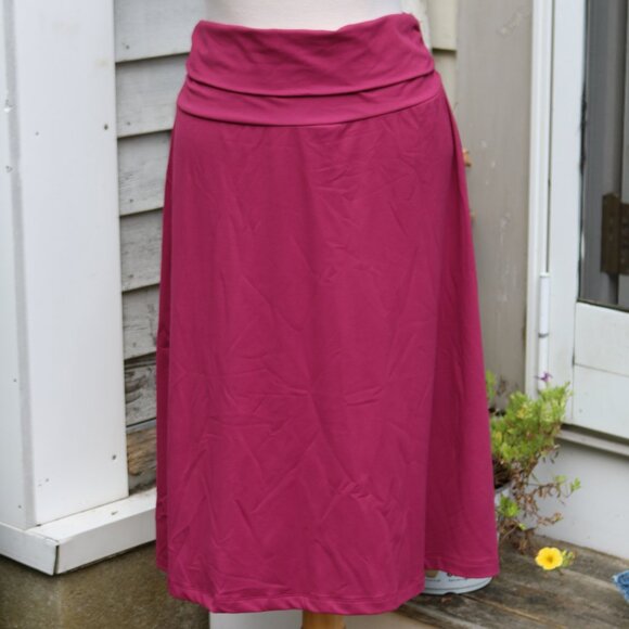 Eddie Bauer Pink Fold Over Waistband Poly Knit A-Line Athleisure Skirt Sz MEDIUM - Picture 2 of 8